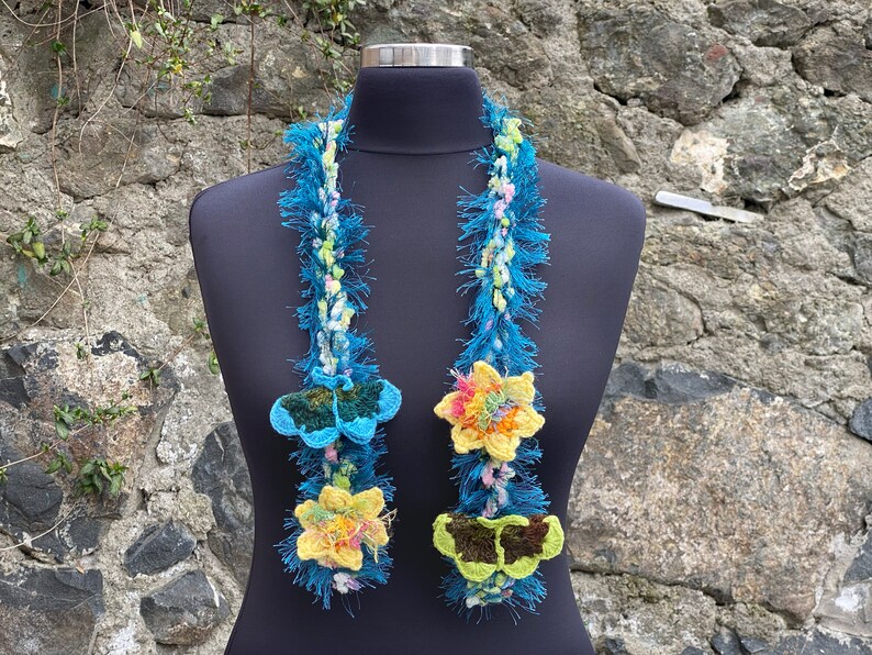 Mother Day Gift, Woman Birthday gift ,Flower Crochet Lariat Scarf, Gift For Her, Crochet Necklace Scarf, Flower Crochet Necklace image 5