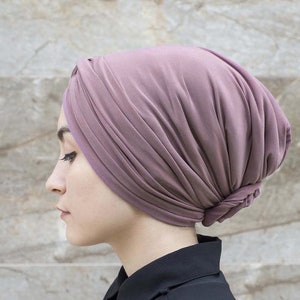 Turban For Women, Top Knot Turban Hat, Snood Turban, In Mauve, Old Rose