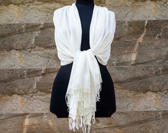 Bridal Shawl Scarf, Pashmina Scarf, Bridesmaid Shawl, Thick Pashmina Scarf, In Ivory