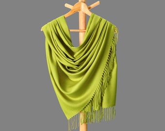 Thick Pashmina Shawl, Bridesmaid Gift, Bridal Wrap,  Bridesmaid Shawl, Bridesmaid Proposal, Apple Green