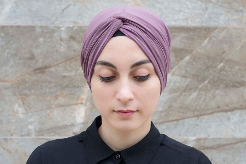 Turban for Women Top Knot Turban Hat Snood Turban in Mauve Etsy