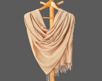 Thick Pashmina Shawl, Bridesmaid Gift, Bridal Wrap,  Bridesmaid Shawl, Bridesmaid Proposal, Peach