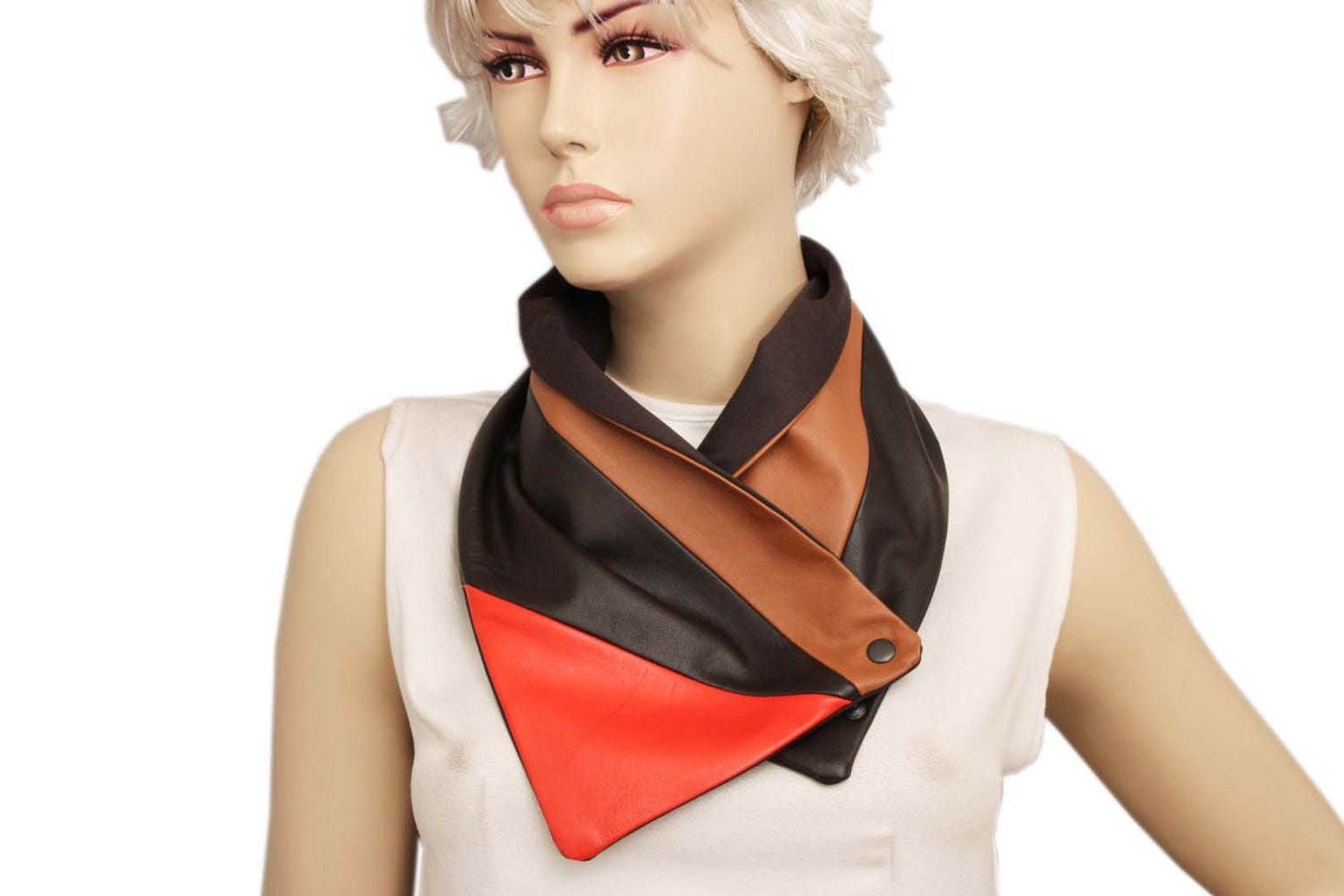 Genuine Leather Neck Warmer With Snaps and Lining Etsy