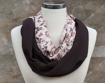 Floral Infinity Scarf, Cotton Scarf, Loop scarf, Circle Scarf, Scarf