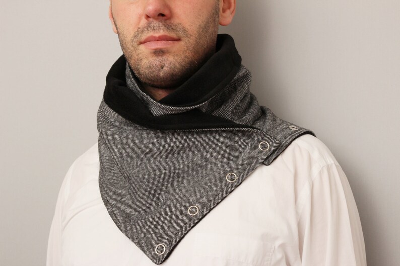 Men Infinity Scarf NECK WARMER Infinity Scarf With Snaps Etsy