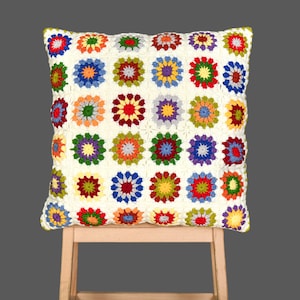 Unique Handmade Pillow Cover, Cushion Cover, Granny Square Pillow Cover
