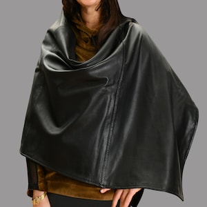 Genuine Lambs Leather Unisex Long Scarf Wrap With Snap image 5