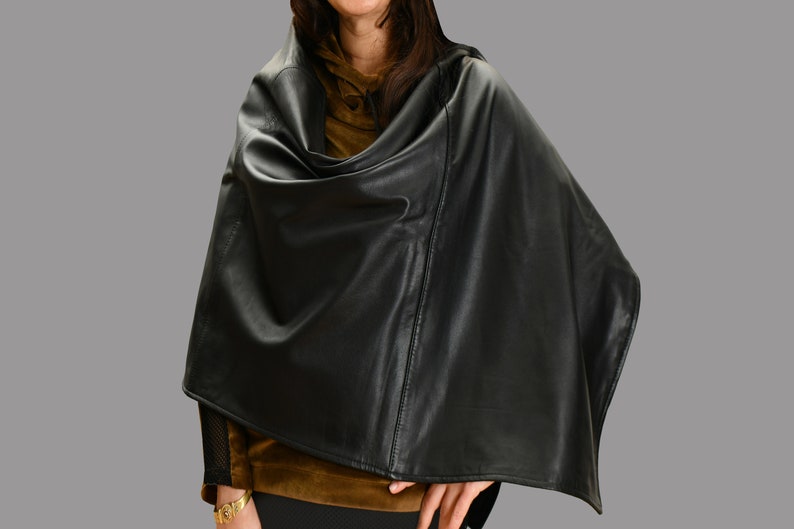 Genuine Lambs Leather Unisex Long Scarf Wrap With Snap image 5