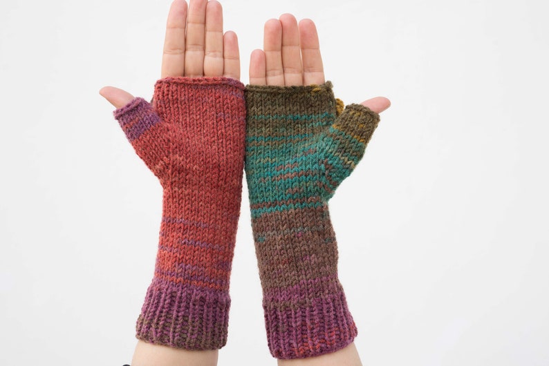 Knit Convertible Mittens Fingerless Gloves In Multi Color image 4