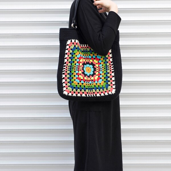 Tote Bag, Granny Square Crochet Bag, Crochet Bag, Shoulder Bag