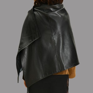 Genuine Lambs Leather Unisex Long Scarf Wrap With Snap image 9