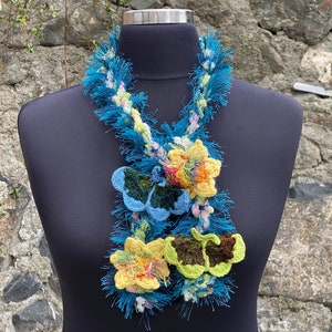 Mother Day Gift, Woman Birthday gift ,Flower Crochet Lariat Scarf, Gift For Her, Crochet Necklace Scarf, Flower Crochet Necklace image 2