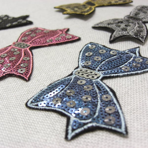 Heat Seal Sequin Bow Patches