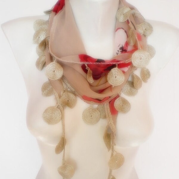 New... Red Roses Scarf