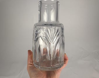 Vintage Polish Lead Crystal Bedside Carafe | Hand Cut Crystal Water Decanter | 24% PbO