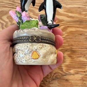 1990s Dolphin Trinket Box | Ceramic Hinged Keepsake Box with Coral Reef Design | Ocean Decor | Gift for Sea Life Lover | Y2K Girl Gift