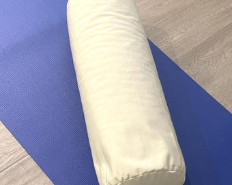 Eco Wood Core Yoga Bolster, Round Meditation Pillow, Restorative & Yin Yoga Props