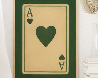 Ace of Hearts Poster – Digitale Kartenillustration, minimalistische Wandkunst, verspielte druckbare Kunst