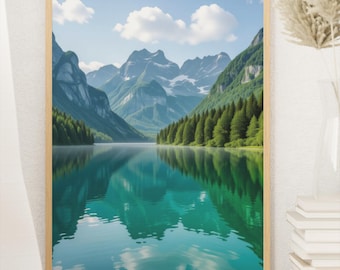 Whispers of the Wilderness - Serene Mountain Lake Wall Art