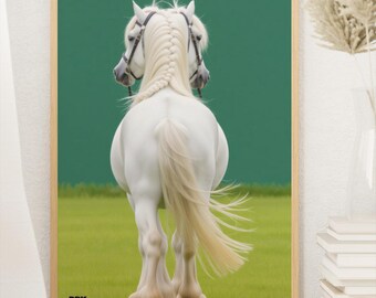 Surreal Two-Headed Horse Art – Fantasy Wall Print in Green