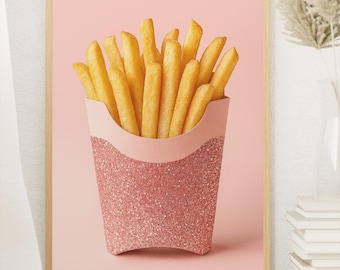Glitzer-Pommes-Poster – Digitale Wanddekoration für Küche oder Snackecke
