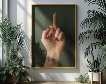 Middle Finger Art - Lesbian Wall Art - Dopamine Decor - Strong Woman Art - Girls Bedroom Decor - Girl Power - Star Design Creaties