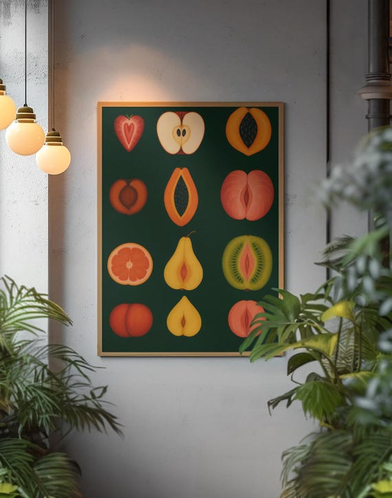 Printbare Fruit Poster – Moderne Keuken Muurdecoratie – Digitale Download Wandkunst-Feminist Wall Art-Lesbian Wall Decor-Modern Women Art.