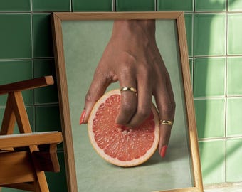 Orange Touch-Feminist Wall Decor-Lesbian Wall Decor-Modern Wall Decor-Fruit Wall Art-Kitchen Wall Decor-Dopamine Decor-StarDesignCreaties