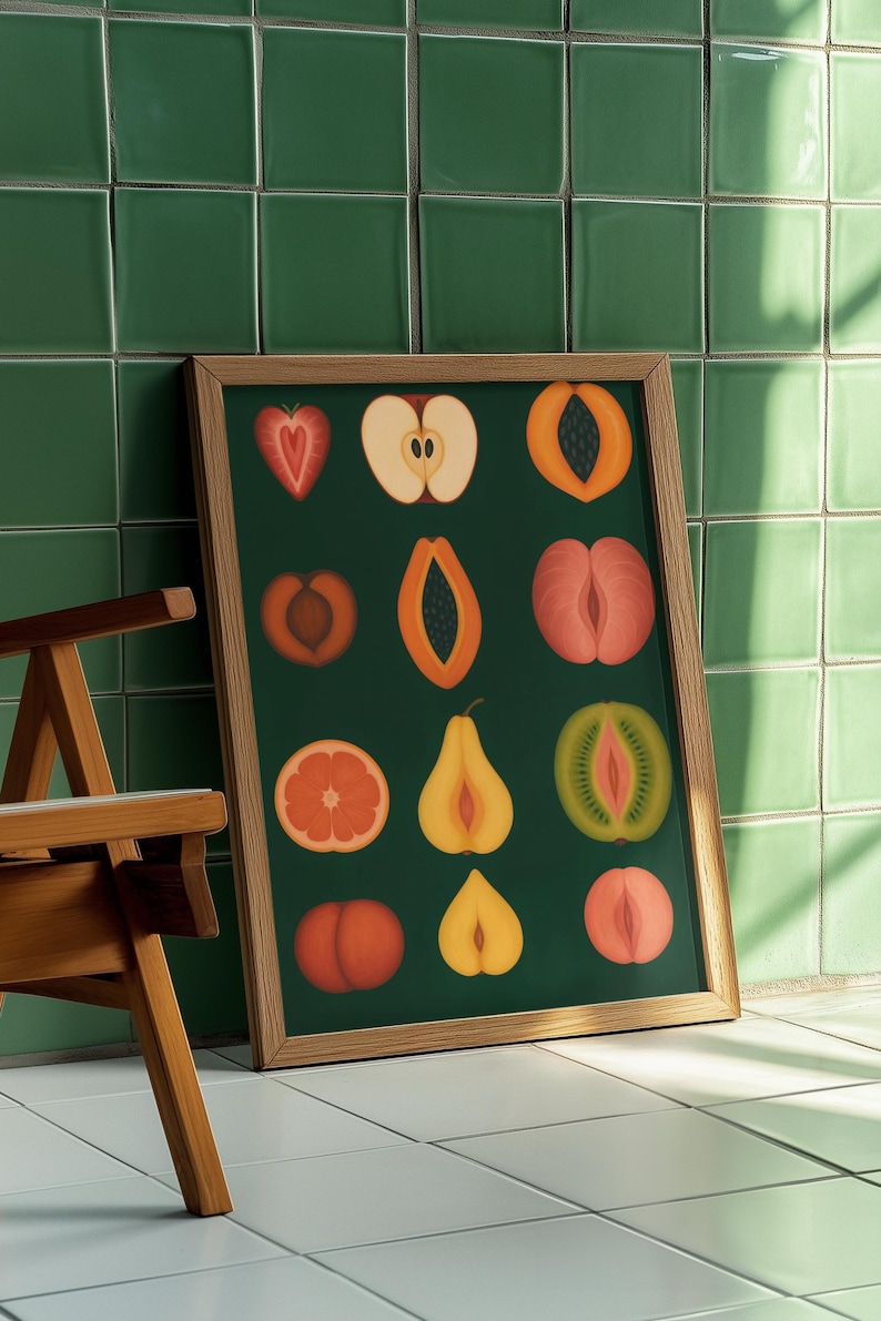 Affiche de fruits à imprimer – Décoration murale moderne pour la cuisine – Art mural à télécharger numérique – Art mural féministe – Décoration murale lesbienne – Art moderne pour femmes. image 3