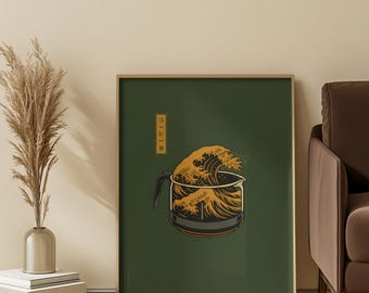 Japanische Wanddeko mit Kaffeemotiven – Küchenkunst – Minimalistische Wanddeko – Digitaler Download – Elegante Kunst – Kunst-Download – StarDesignCreations – Geschenk für Kaffeeliebhaber