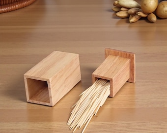 Dispensador de palillos de bambú natural / Caja de madera con tapa