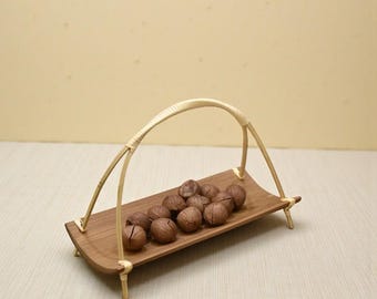 Bandeja de madera para servir, aperitivos y comida, hecha a mano, ideal para fruteros.