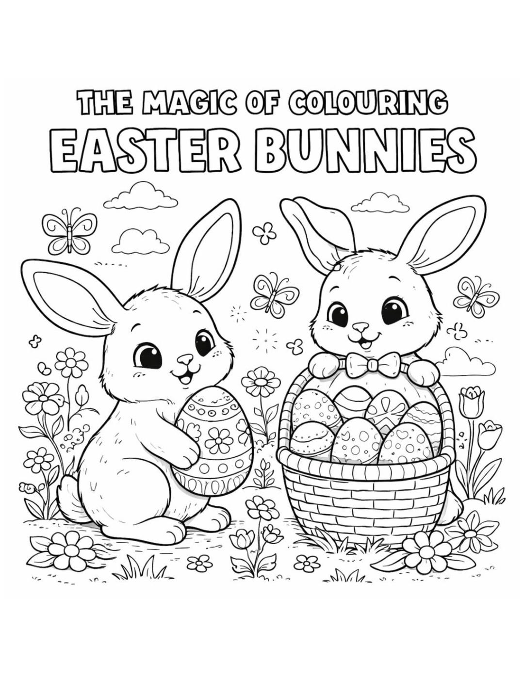 The Magic of Colouring Easter Bunnies V2 Digital Colouring Pages - Etsy