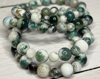 Boomagaat: edelsteenarmband met kralen 6+8 mm