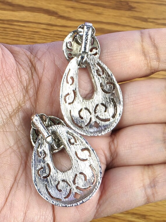 Sarah Coventry "Two Timer" Silver-Tone Earrings - image 2