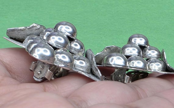 VTG Taxco (925) Sterling Silver Grape Cluster Clip-on Earrings View 5