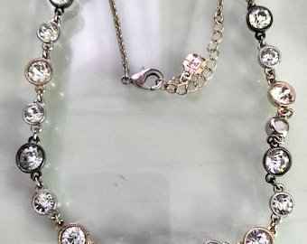VTG Monet Bezel Set Glass Crystal Necklace