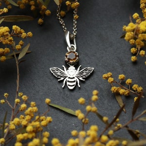 Bee Necklace - Honey Bee Pendant - Citrine Bee Necklace - Hexagon Necklace - Honeycomb Necklace - Beehive Pendant - Chakra Necklace