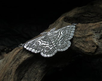 Moth Necklace - Silver Moth Necklace - Emperor Moth Pendant