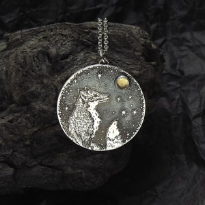 Fox Necklace - Star Necklace - Silver Necklace - Star Gazing Necklace - Starry Sky Necklace - Silver Citrine necklace