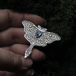 •GUIDE• pink amethyst + luna moth + mixed metal necklace (18