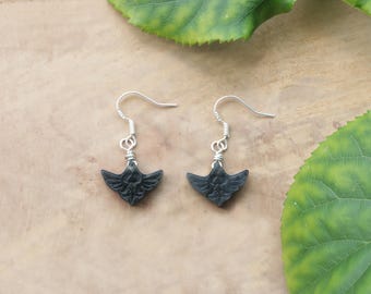 Handmade Zelda Hyrule Crest Hook Earrings Natural Genuine Jade