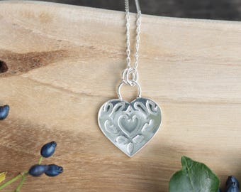 Sterling Silver Zelda Heart Container Pendant Necklace Hand-crafted with Love and Care