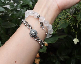 Handmade Sterling Silver Vintage Style Auspicious Guardian Lion Chain Bracelet