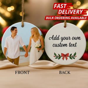 Custom Photo Ornament 2025: Personalized Double-Sided Picture Ornament, Add Your Own Photo & Text, Christmas Tree Decoration Gift