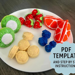 Molde de costura de frutas em feltro: molde de comida de brinquedo faça você mesmo (PDF)