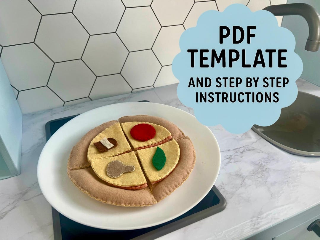 Felt Pizza Pattern & Instructions - 4 Slice Pizza With Toppings - Etsy