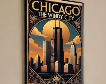 Póster Art Déco: Chicago, la Ciudad de los Vientos - Descarga instantánea