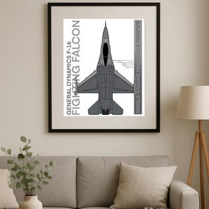 F-16 Fighting Falcon-ritningsaffisch | Handritad väggkonst med stridsflygplan, militärflygplanstryck