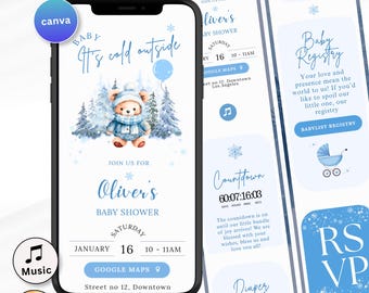 Baby It's Cold Outside Baby Shower Digital Invitation Baby Boy Shower Christmas Snow Winter Baby Shower Invite with RSVP